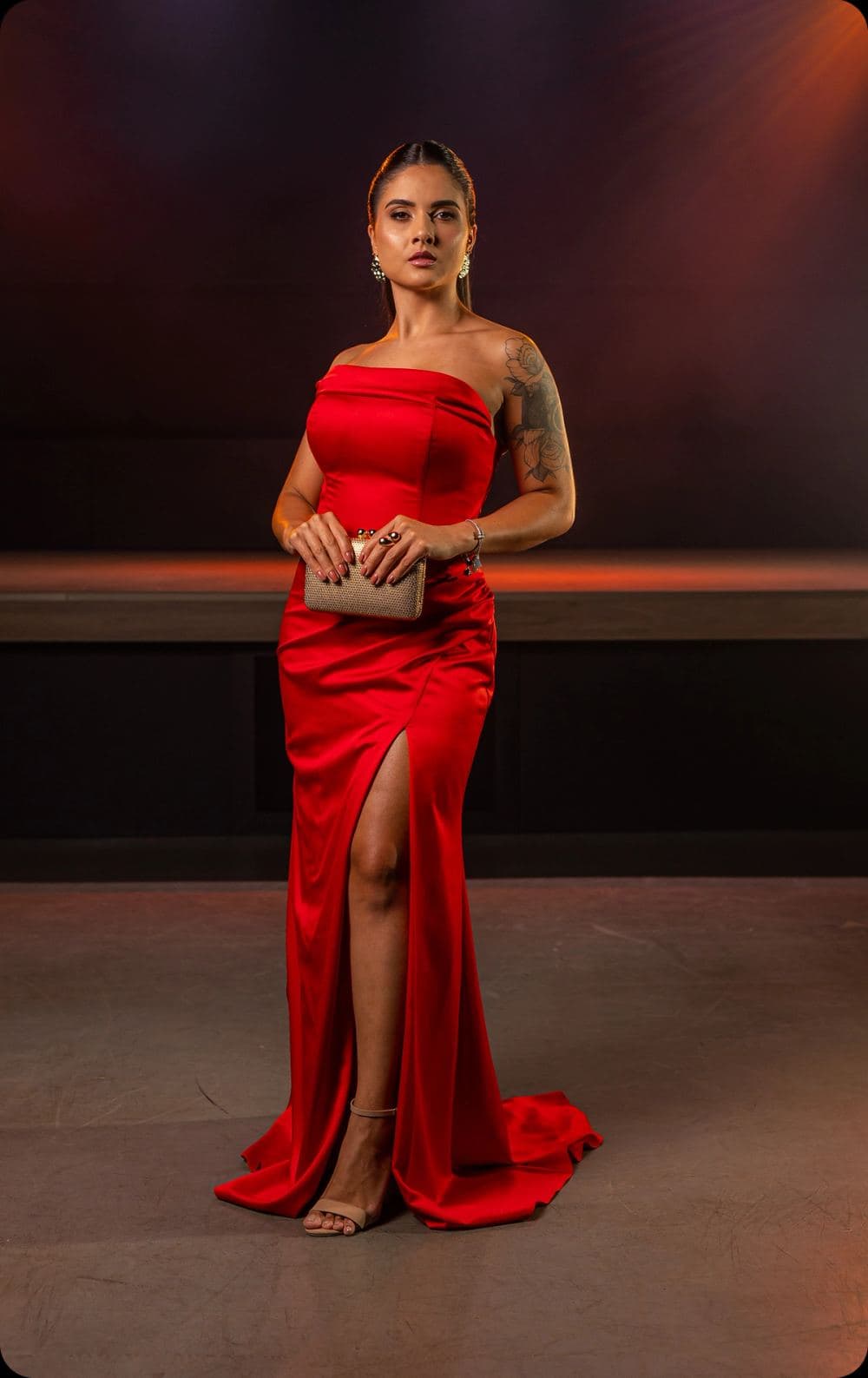 Vestido de festa vermelho do acervo Lara