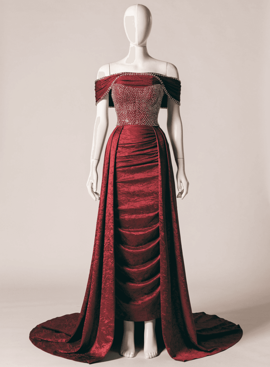 Vestido Marsala Pedra Ombro a Ombro