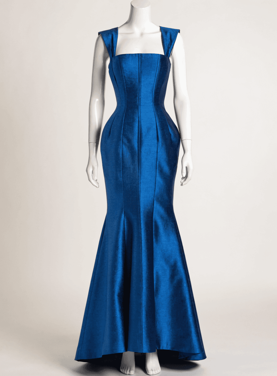 Vestido Azul Bic Alfaiataria Alça com Lapela