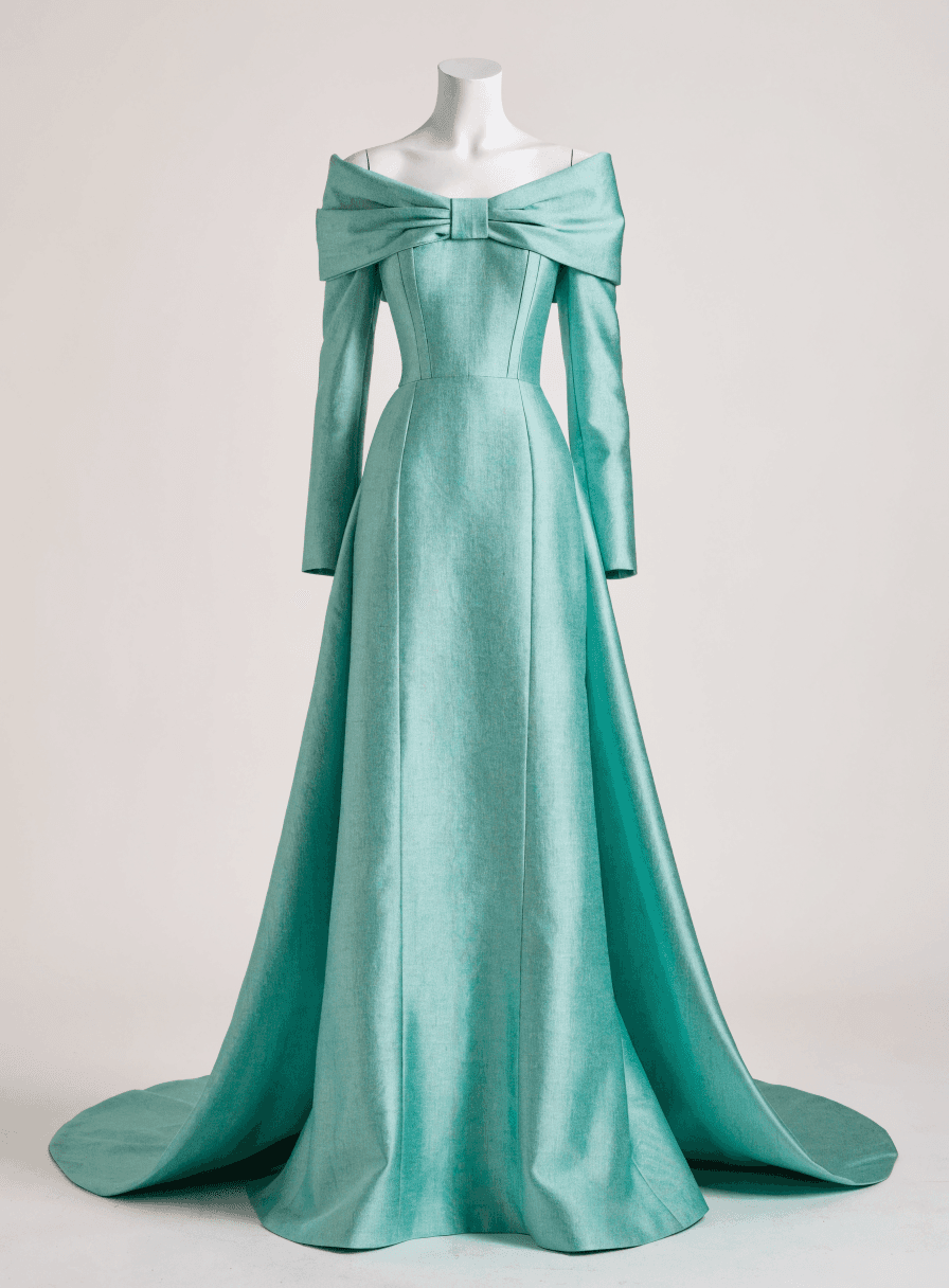 Vestido Verde Menta Alfaiataria com Alça e Laço Ombro a Ombro