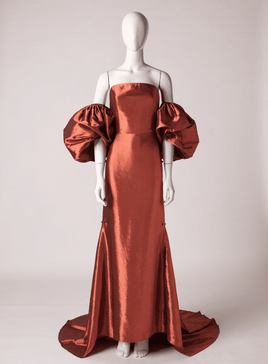 Vestido Terracota Alfiatria Tomara que Caia com Lapela Removivel