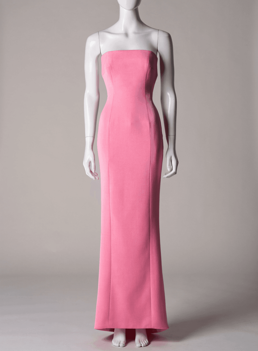 Vestido Rosa Chicle Alfaiataria Tomara que Caia Corpo Corselet Saia Justo