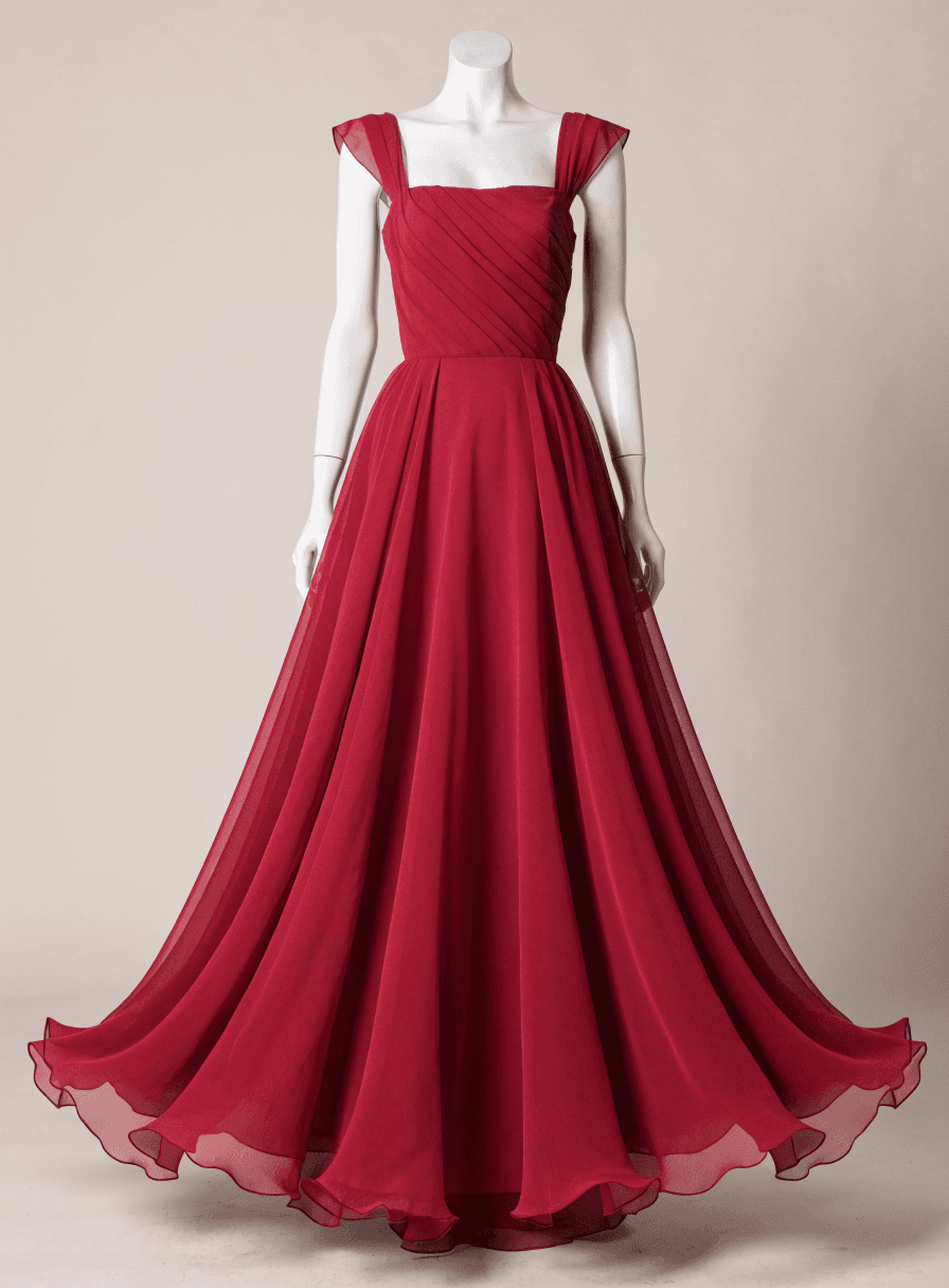 Vestido Marsala Chiffon Alca Grossa Busto Transpaçado